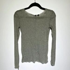 JOE’S WOMENS GREY KNIT WIDE NECK BLOUSE